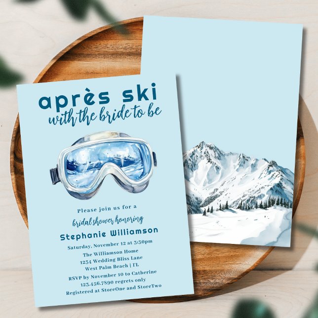 Efter skidåkning Sportig vinter Vattenfärg Bröllop Inbjudningar (Skapare uppladdad)