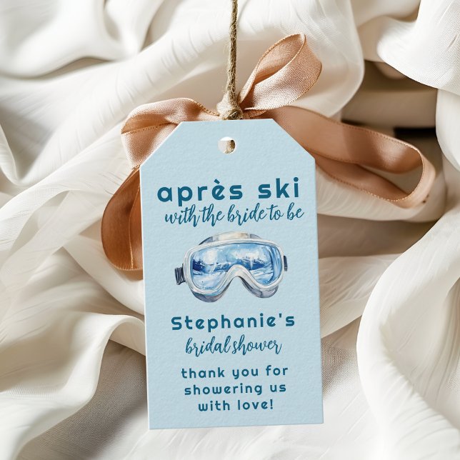 Efter skidåkning Sportig vinter vattenfärg bröllop Presentetikett (Skapare uppladdad)