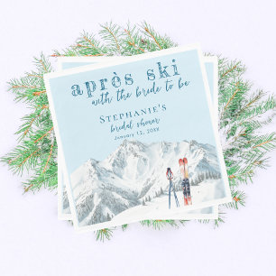 Efter skidåkning Vinter Berg Akvarell Bröllopsdusc Pappersservett