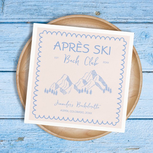 Efter skidåkningshelgens bachelorette-festklubb pappersservett (Apres Ski Winter Bachelorette Bach Club Napkins)