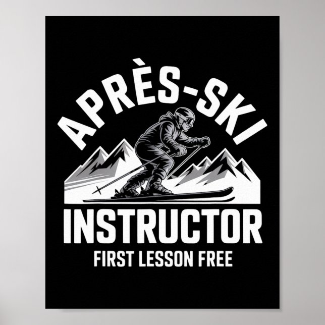 Efter skidinstruktör skidåkning snowboardåkning sk poster (Framsidan)