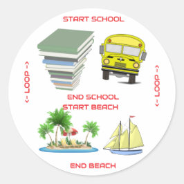 Efter skola till strand runt klistermärke