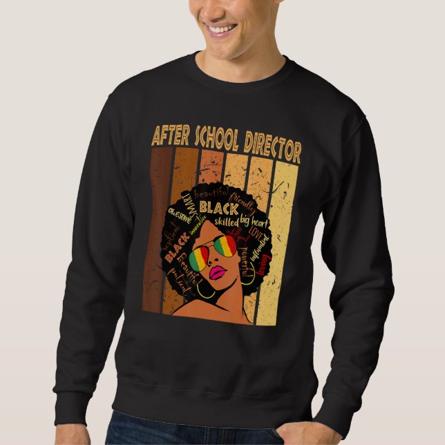 Efter skoldirektör Afro African Women Black Lång Ärmad Tröja (Framsida)