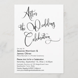 Efter skript Bröllop Firande Svartvitt Inbjudningar