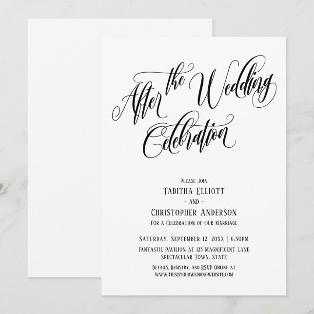 Efter skript i Bröllop Firande Inbjudningar (Fram/baksida)