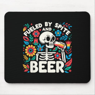 Efter spite och Beer Halloween Skeleton Blommigt Musmatta