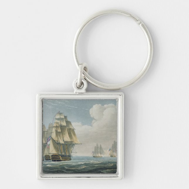 Efter striden av Trafalgar Oktober 21st, 1805, Fyrkantig Silverfärgad Nyckelring (Framsidan)