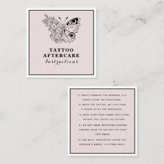 Efterbehandlingsanvisningar för fjäril Blommigt Ög Fyrkantigt Visitkort