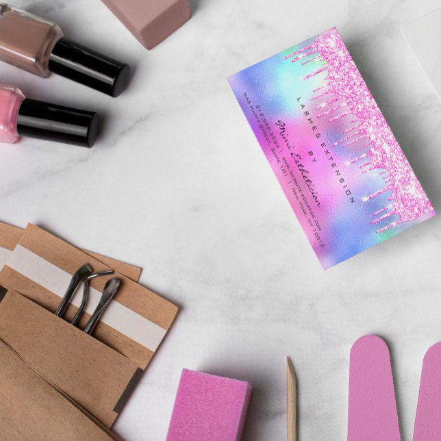 Efterbehandlingsanvisningar Lash Ro Rosa Drips Spa Visitkort (Aftercare Instructions Lash Rose Pink Drips Spark Business Card)