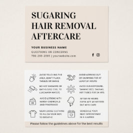 Efterbehandlingskort för borttagning av sockret i  visitkort