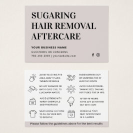 Efterbehandlingskort för borttagning av sockret i  visitkort