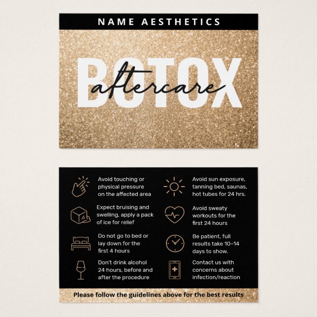 Efterbehandlingskort för dermalt fyllmedel i Glitt Visitkort (Framsida & baksida)