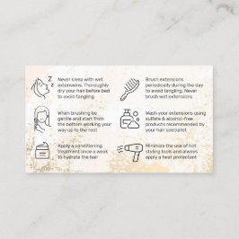Efterbehandlingskort för Guld Hair-tillägg  Visitkort