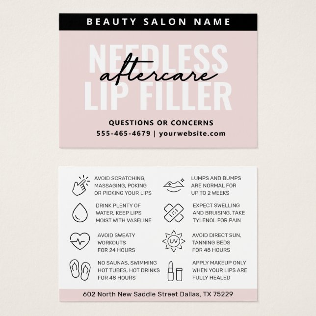 Efterbehandlingskort för Läppar i Färg Visitkort (Framsida & baksida)