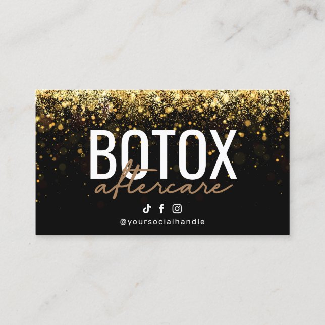 Efterbehandlingskort glitter Guld Botox Visitkort (Framsida)