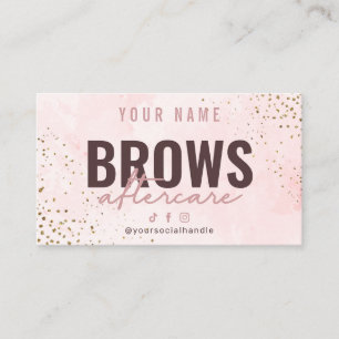 Efterbehandlingskort rosa ros Guld Brows Visitkort