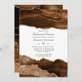 Efterert Guld Watercolor Agate Rehearsal Dinner Inbjudningar
