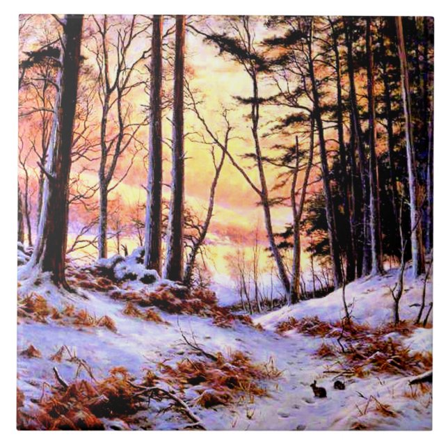 Efterglöd, berömd målning av Joseph Farquharson Kakelplatta (Framsidan)