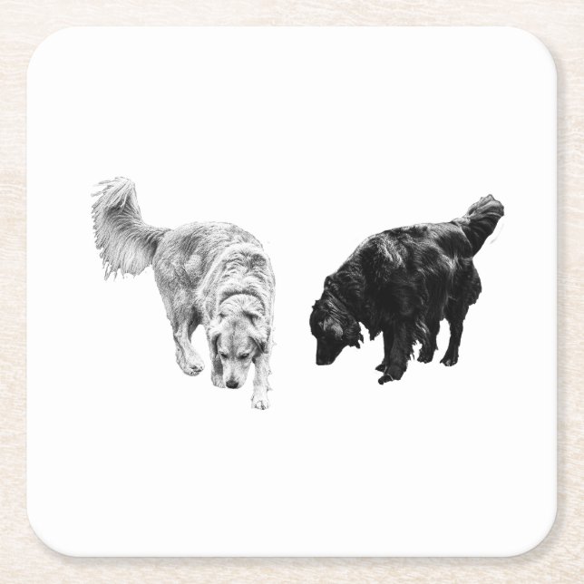 Efterglow Bord Hush - Retriever Duo Underlägg Papper Kvadrat (Framsidan)