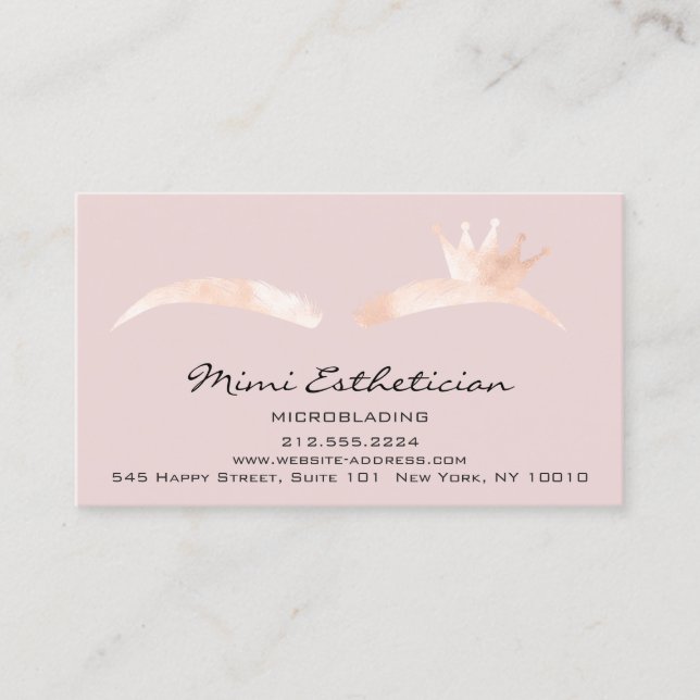 Efterhandsinstruktioner Eyebrow Krona Microblading Visitkort (Framsida)