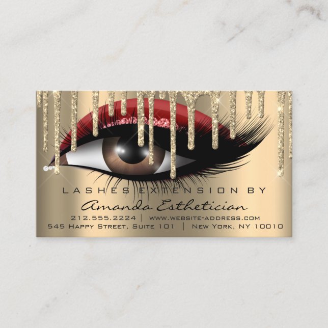 Efterhandsinstruktioner Eyelash Extension Burgundy Visitkort (Framsida)