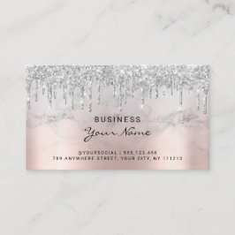 Efterhandsinstruktioner för Rosa Glitter Drips Sil Visitkort