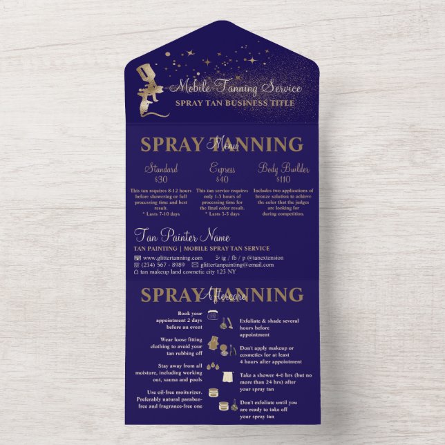 Efterhandsinstruktioner för spray Tan Flyer-flotta (Insida)