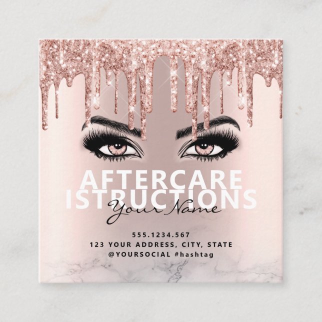 Efterhandsinstruktioner för stora textutrymmen fyrkantigt visitkort (Framsida)