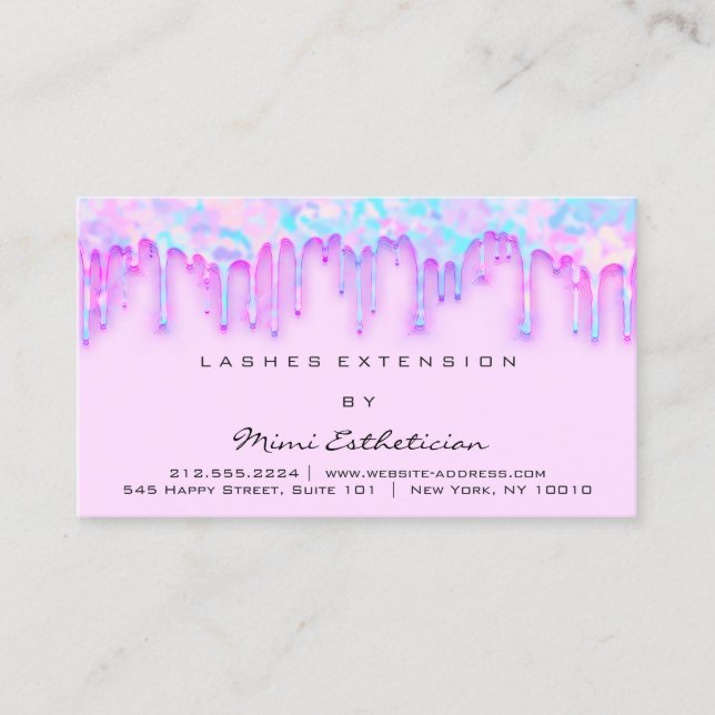 Efterhandsinstruktioner Lash Blue Drips Holograph Visitkort (Framsida)