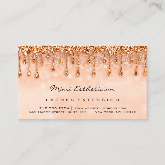 Efterhandsinstruktioner Lash Drips Makeup Copper Visitkort (Framsida)