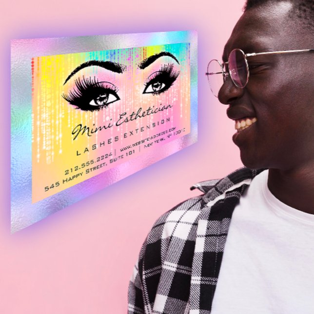 Efterhandsinstruktioner Lash Ro Holograph Rainbow Visitkort (Aftercare Instructions Lash Rose Holograph Rainbow Business Card)
