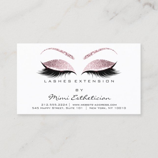 Efterhandsinstruktioner Lash Studio Rosa Pastel Visitkort (Framsida)