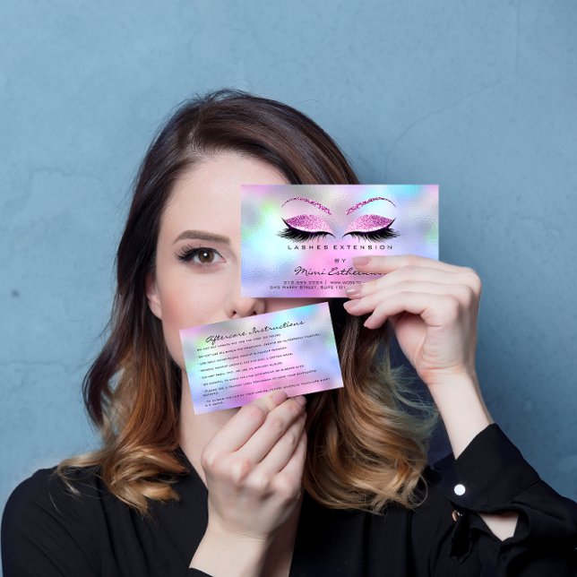 Efterhandsinstruktioner Lash Studio Rosa Small Visitkort (Skapare uppladdad)