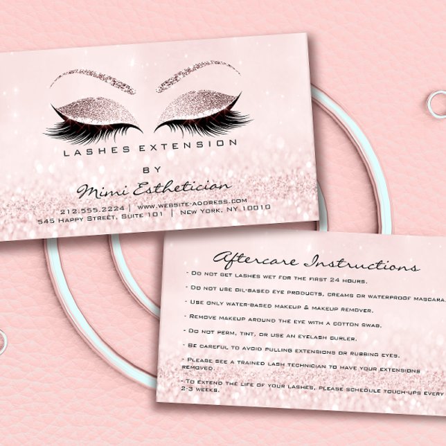 Efterhandsinstruktioner Lash Studio Rosa Small Visitkort (Skapare uppladdad)