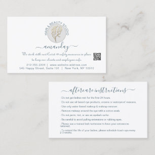 Efterhandsinstruktioner Lash White Logotyp QR CODE Visitkort