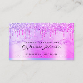 Efterhandsinstruktioner Lila Glossy Glitter Drips Visitkort