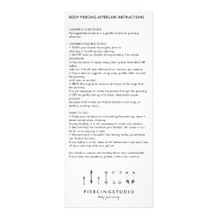 Efterhandsinstruktioner Piercing Rensa Reklamkort