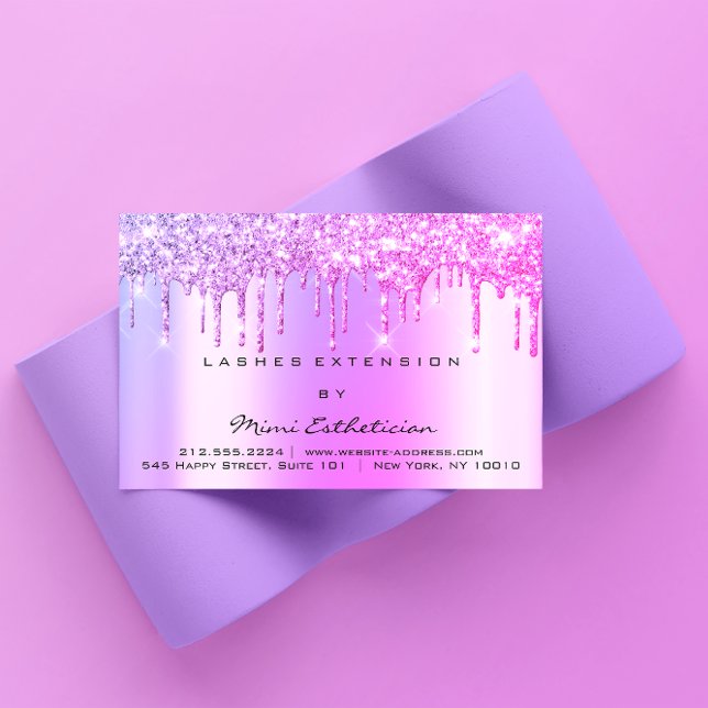 Efterhandsinstruktioner stänger av Rosa Drips Spar Visitkort (Aftercare Instructions Lashes Pink Drips Spark Business Card)
