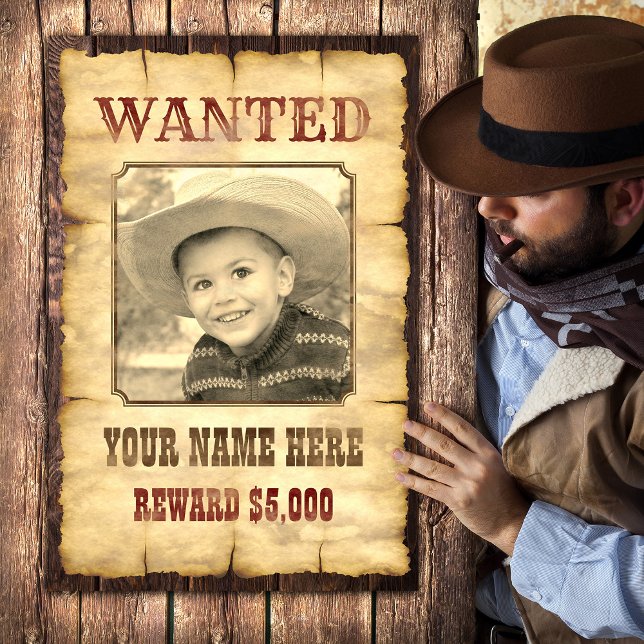 Efterlyst Affisch | Vintage Wild West Foto Mall (Skapare uppladdad)