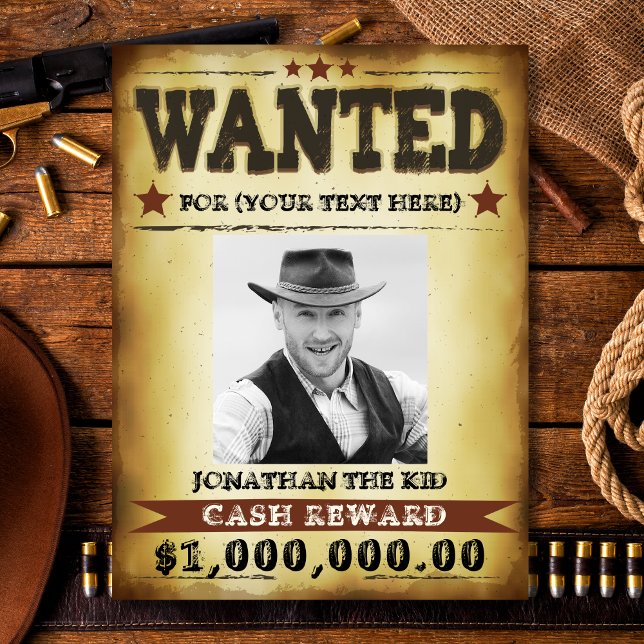 Efterlyst Cowboy-plakat, lägg till din fototext Poster (Skapare uppladdad)