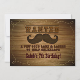 Efterlyst Vilda Västerländska Cowboy Mustasch Inbj Inbjudningar