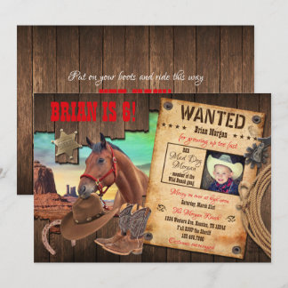 Efterlyst Western Cowboy Inbjudan