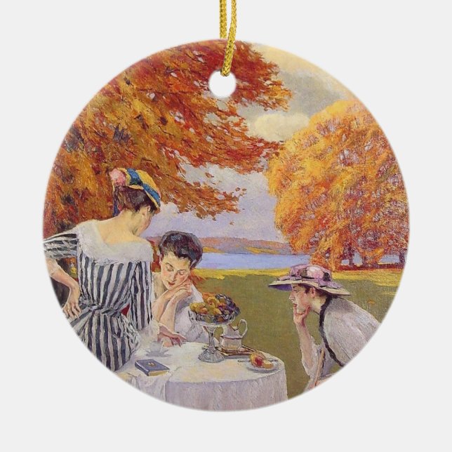 Eftermånte te i parken julgransprydnad keramik (Framsidan)