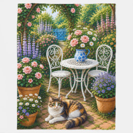 Eftermiddag i trädgården, katt fleecefilt