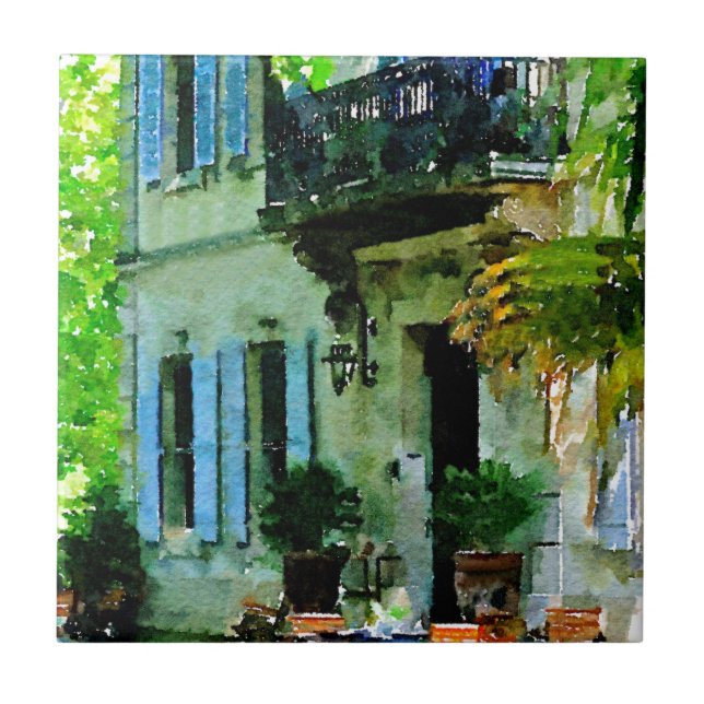 Eftermiddag på den franska cafen kakelplatta (Framsidan)