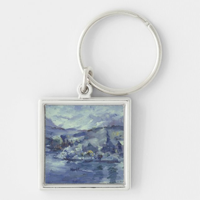 Eftermiddag på sjön Lucerne, 1924 Fyrkantig Silverfärgad Nyckelring (Framsidan)