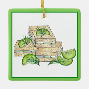 Eftermiddag Tea Party Cucumber Dill Finger Sandwic Julgransprydnad Keramik