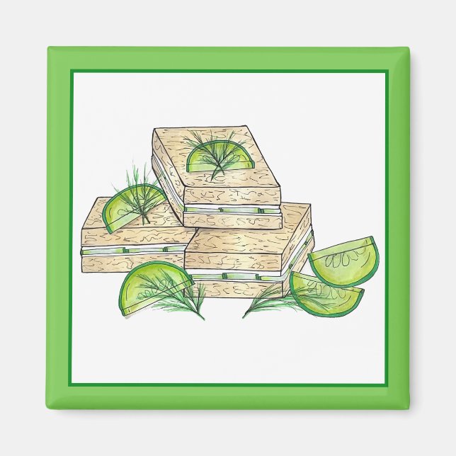 Eftermiddag Tea Party Cucumber Dill Finger Sandwic Magnet (Framsidan)