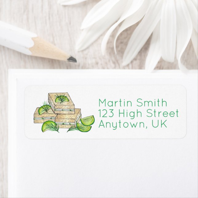 Eftermiddag Tea Party Cucumber Dill Finger Sandwic Returadress Etikett (Insitu)
