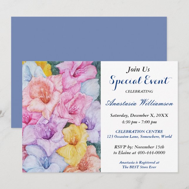 EFTERMIDDAGSFÖNST ÄRRE INVITATION INBJUDNINGAR (Fram/baksida)